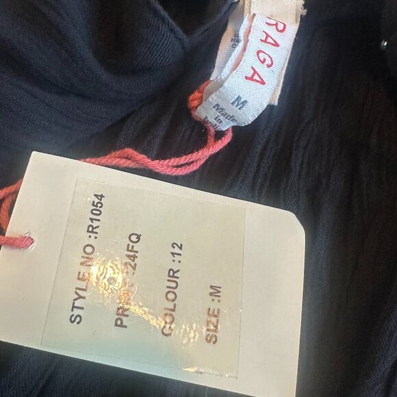 Raga Night Dust Embroidered Spaghetti Strap Dress Fringe Cotton Size Medium NWT - Picture 12 of 12